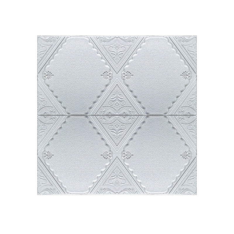 Modern Wall Panels Waterproof 3D Floral Print Peel and Stick Wall Paneling Silver Clearhalo 'Flooring 'Home Improvement' 'home_improvement' 'home_improvement_wall_paneling' 'Wall Paneling' 'wall_paneling' 'Walls & Ceilings' Walls and Ceiling' 7314090