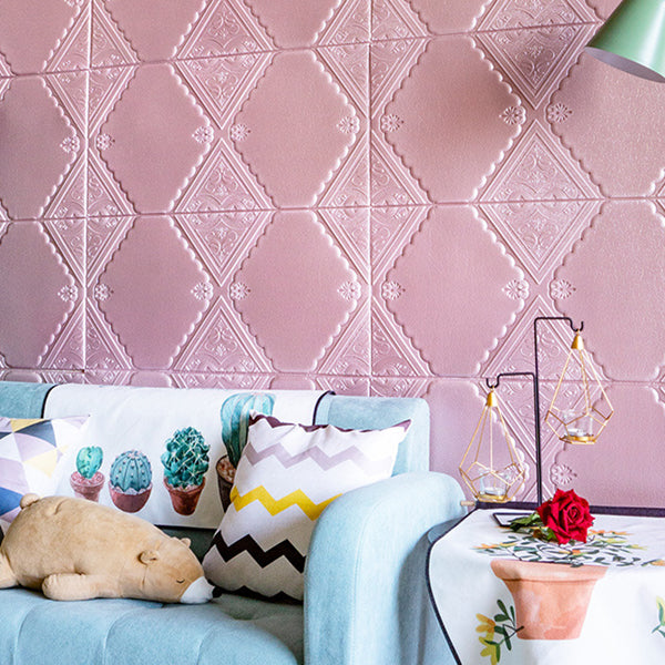 Modern Wall Panels Waterproof 3D Floral Print Peel and Stick Wall Paneling Rose Gold 10-Piece Set Clearhalo 'Flooring 'Home Improvement' 'home_improvement' 'home_improvement_wall_paneling' 'Wall Paneling' 'wall_paneling' 'Walls & Ceilings' Walls and Ceiling' 7314096