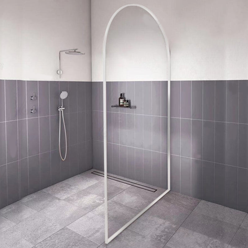 White Shower Door Frame Single Fixed Frosted Tempered Shower Bath Door Clearhalo 'Bathroom Remodel & Bathroom Fixtures' 'Home Improvement' 'home_improvement' 'home_improvement_shower_tub_doors' 'Shower and Tub Doors' 'shower_tub_doors' 'Showers & Bathtubs' 7314192