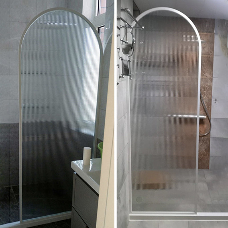 White Shower Door Frame Single Fixed Frosted Tempered Shower Bath Door Clearhalo 'Bathroom Remodel & Bathroom Fixtures' 'Home Improvement' 'home_improvement' 'home_improvement_shower_tub_doors' 'Shower and Tub Doors' 'shower_tub_doors' 'Showers & Bathtubs' 7314196