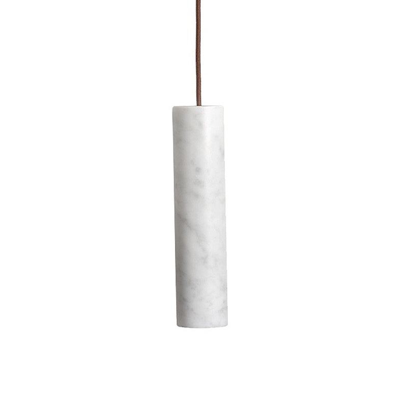 Minimalist Tubular Hanging Light Marble 1-Light Restaurant Pendant Ceiling Lamp in White Clearhalo 'Ceiling Lights' 'Modern Pendants' 'Modern' 'Pendant Lights' 'Pendants' Lighting' 731517