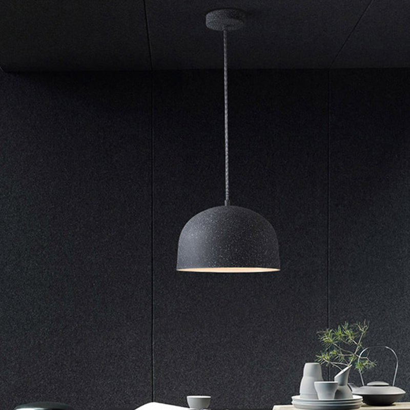 Minimalist 1-Bulb Pendant Light Kit Black/Grey Finish Dome Ceiling Hang Fixture with Iron Shade Clearhalo 'Ceiling Lights' 'Modern Pendants' 'Modern' 'Pendant Lights' 'Pendants' Lighting' 731550