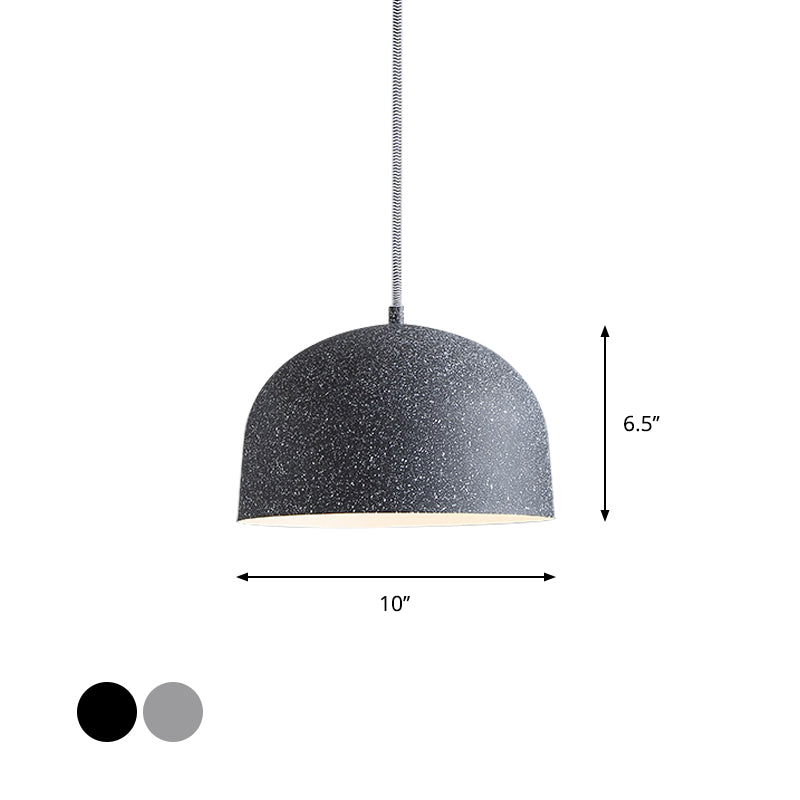 Minimalist 1-Bulb Pendant Light Kit Black/Grey Finish Dome Ceiling Hang Fixture with Iron Shade Clearhalo 'Ceiling Lights' 'Modern Pendants' 'Modern' 'Pendant Lights' 'Pendants' Lighting' 731552