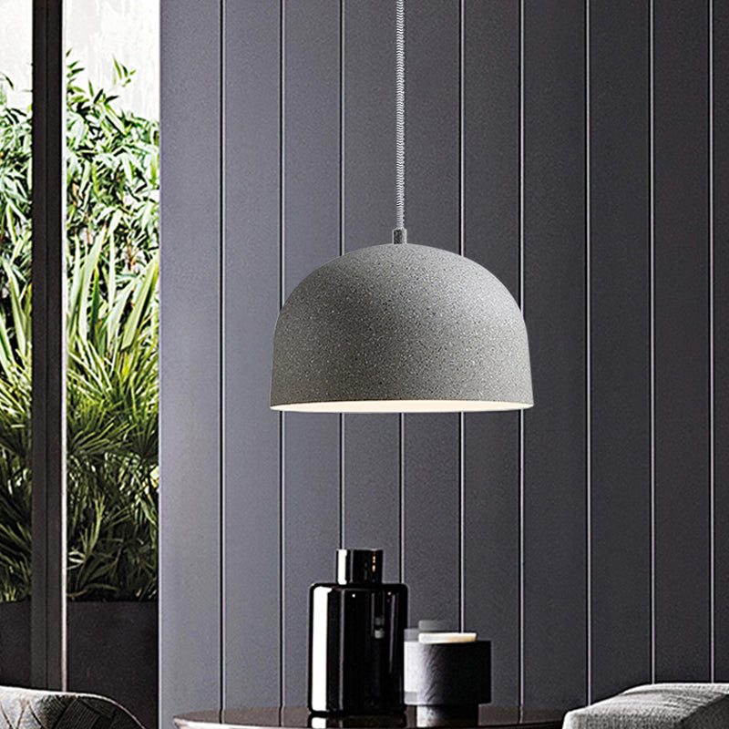 Minimalist 1-Bulb Pendant Light Kit Black/Grey Finish Dome Ceiling Hang Fixture with Iron Shade Clearhalo 'Ceiling Lights' 'Modern Pendants' 'Modern' 'Pendant Lights' 'Pendants' Lighting' 731554
