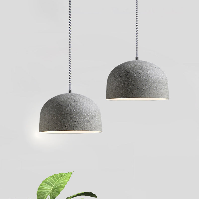 Minimalist 1-Bulb Pendant Light Kit Black/Grey Finish Dome Ceiling Hang Fixture with Iron Shade Clearhalo 'Ceiling Lights' 'Modern Pendants' 'Modern' 'Pendant Lights' 'Pendants' Lighting' 731555