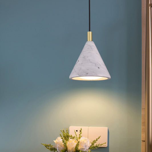Cone Pendant Lighting Modernist Cement 1 Head White LED Ceiling Suspension Lamp for Bedside White Clearhalo 'Ceiling Lights' 'Modern Pendants' 'Modern' 'Pendant Lights' 'Pendants' Lighting' 731562