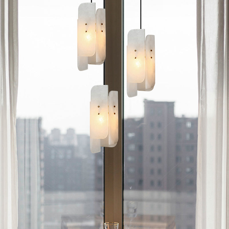 White Rectangle Panel Ceiling Lamp Minimalist 1-Light Marble Hanging Light for Restaurant White Clearhalo 'Ceiling Lights' 'Modern Pendants' 'Modern' 'Pendant Lights' 'Pendants' Lighting' 731567