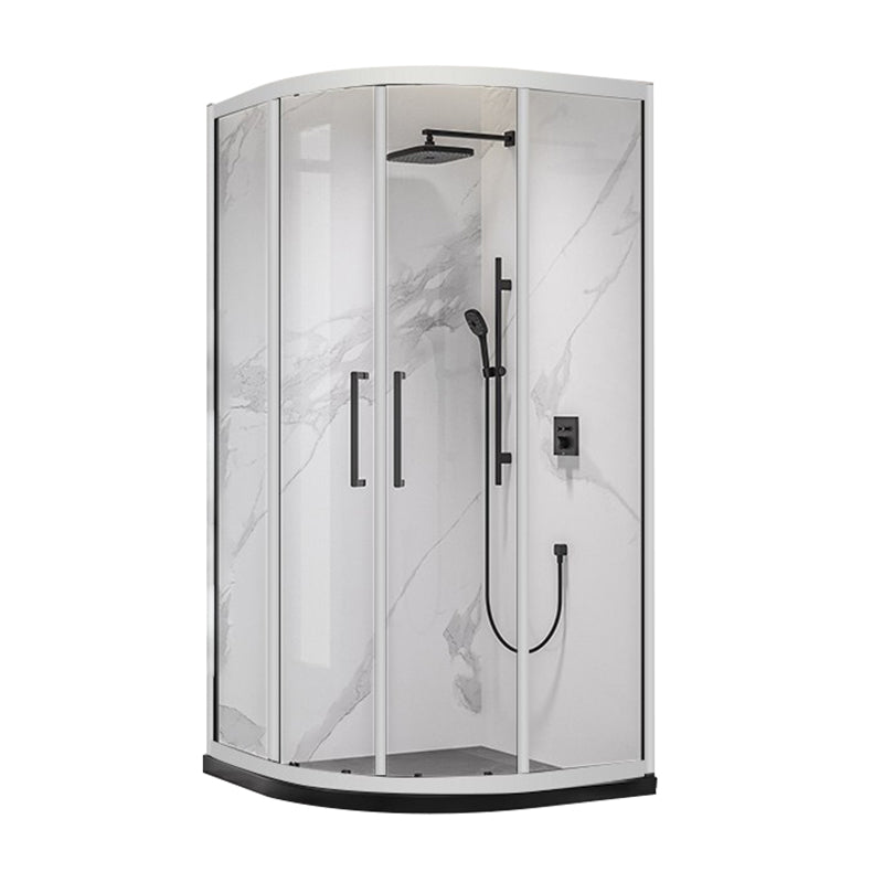 Neo-round 304 Stainless Steel Shower Kit Clear Double Sliding Shower Enclosure Clearhalo 'Bathroom Remodel & Bathroom Fixtures' 'Home Improvement' 'home_improvement' 'home_improvement_shower_stalls_enclosures' 'Shower Stalls & Enclosures' 'shower_stalls_enclosures' 'Showers & Bathtubs' 7316399