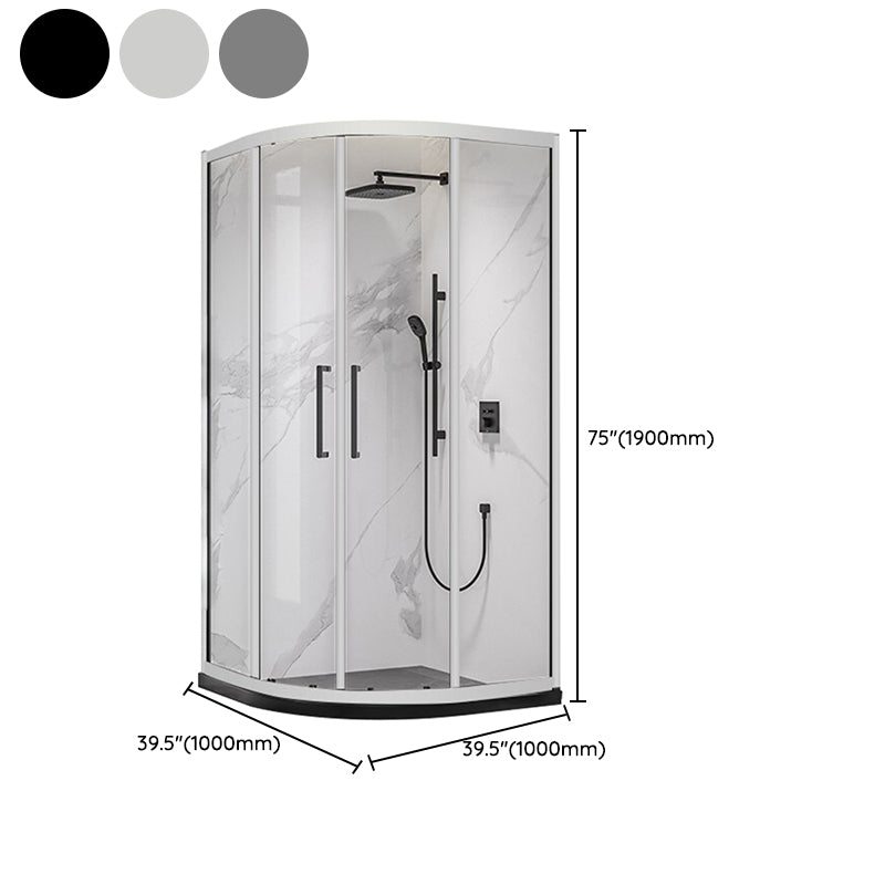 Neo-round 304 Stainless Steel Shower Kit Clear Double Sliding Shower Enclosure Clearhalo 'Bathroom Remodel & Bathroom Fixtures' 'Home Improvement' 'home_improvement' 'home_improvement_shower_stalls_enclosures' 'Shower Stalls & Enclosures' 'shower_stalls_enclosures' 'Showers & Bathtubs' 7316406