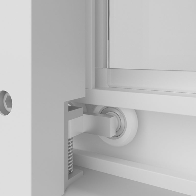 White Frame Single Sliding Shower Enclosure with Door Handle and Fixed Panel Clearhalo 'Bathroom Remodel & Bathroom Fixtures' 'Home Improvement' 'home_improvement' 'home_improvement_shower_stalls_enclosures' 'Shower Stalls & Enclosures' 'shower_stalls_enclosures' 'Showers & Bathtubs' 7316409