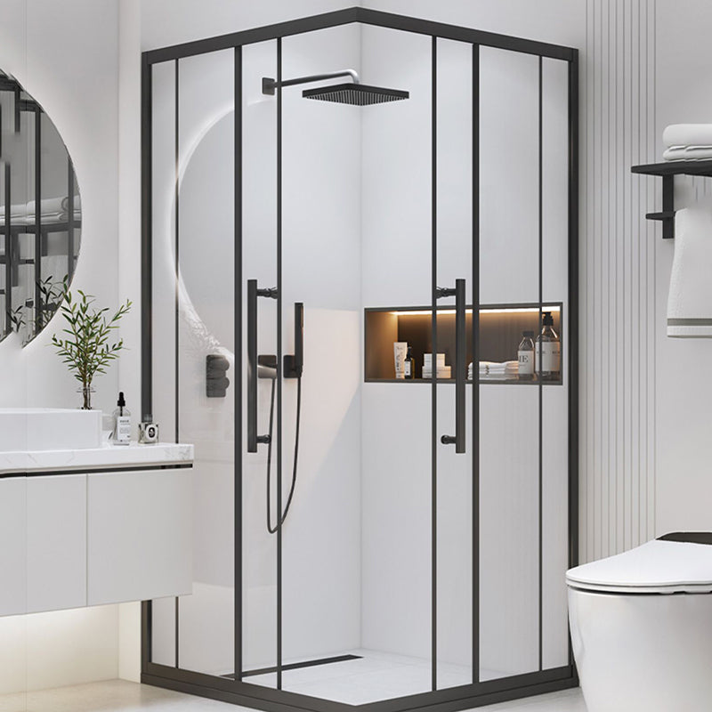 Double Sliding Stainless Steel Shower Enclosure Framed Clear Shower Stall Clearhalo 'Bathroom Remodel & Bathroom Fixtures' 'Home Improvement' 'home_improvement' 'home_improvement_shower_stalls_enclosures' 'Shower Stalls & Enclosures' 'shower_stalls_enclosures' 'Showers & Bathtubs' 7316427