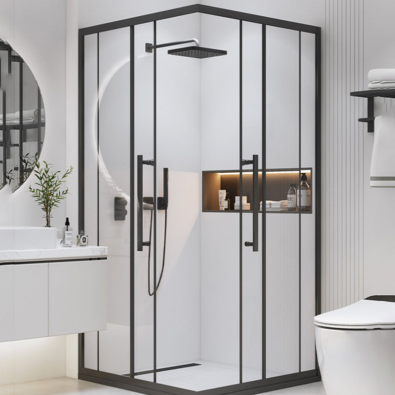 Double Sliding Stainless Steel Shower Enclosure Framed Clear Shower Stall 47.2"L x 47.2"W x 74.8"H Clearhalo 'Bathroom Remodel & Bathroom Fixtures' 'Home Improvement' 'home_improvement' 'home_improvement_shower_stalls_enclosures' 'Shower Stalls & Enclosures' 'shower_stalls_enclosures' 'Showers & Bathtubs' 7316427