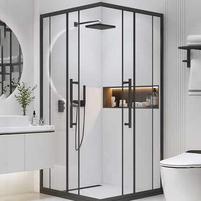 Double Sliding Stainless Steel Shower Enclosure Framed Clear Shower Stall 47.2"L x 47.2"W x 74.8"H Clearhalo 'Bathroom Remodel & Bathroom Fixtures' 'Home Improvement' 'home_improvement' 'home_improvement_shower_stalls_enclosures' 'Shower Stalls & Enclosures' 'shower_stalls_enclosures' 'Showers & Bathtubs' 7316427