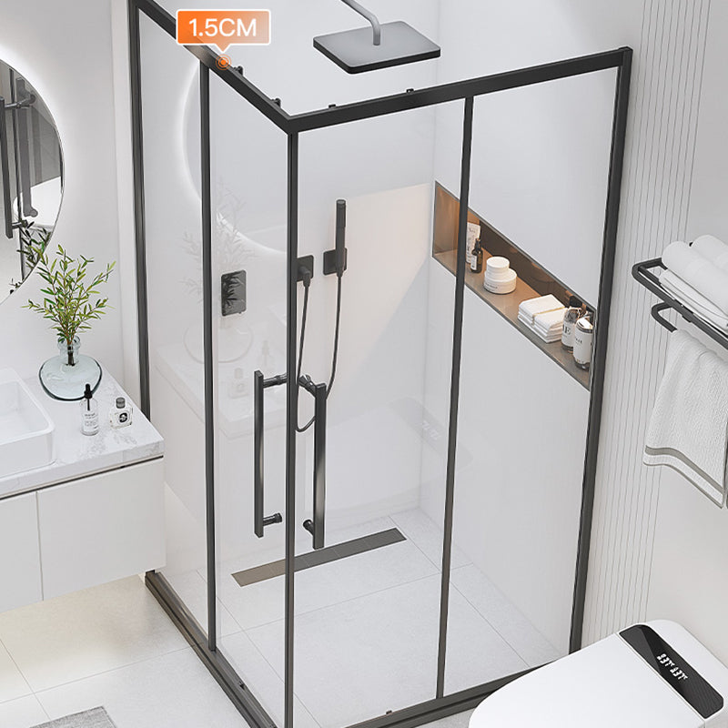 Double Sliding Stainless Steel Shower Enclosure Framed Clear Shower Stall Clearhalo 'Bathroom Remodel & Bathroom Fixtures' 'Home Improvement' 'home_improvement' 'home_improvement_shower_stalls_enclosures' 'Shower Stalls & Enclosures' 'shower_stalls_enclosures' 'Showers & Bathtubs' 7316436