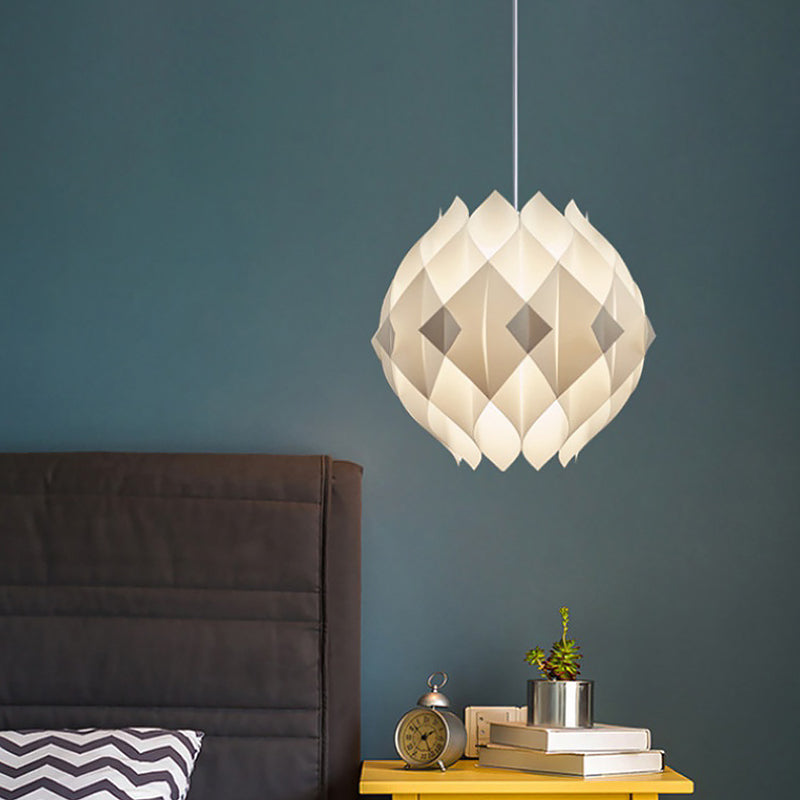 Modernism Ball Pendant Lighting Acrylic Panel 1-Light Bedside Suspension Lamp in White Clearhalo 'Ceiling Lights' 'Modern Pendants' 'Modern' 'Pendant Lights' 'Pendants' Lighting' 731652