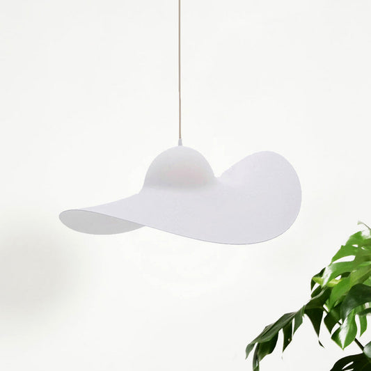 Hat Shaped Drop Pendant Lighting Modern Acrylic 1 Light Bedroom Suspension Lamp in White/Grey White Clearhalo 'Ceiling Lights' 'Modern Pendants' 'Modern' 'Pendant Lights' 'Pendants' Lighting' 731664