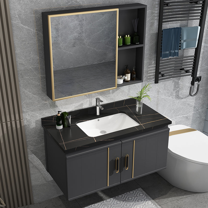 Modern Wall Mount Bathroom Vanity Set Faucet Included Bathroom Vanity Clearhalo 'Bathroom Remodel & Bathroom Fixtures' 'Bathroom Vanities' 'bathroom_vanities' 'Home Improvement' 'home_improvement' 'home_improvement_bathroom_vanities' 7316665