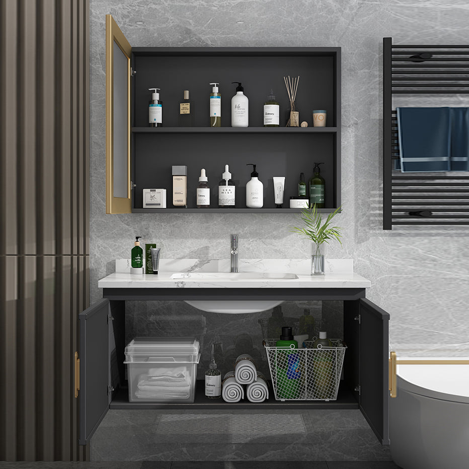 Modern Wall Mount Bathroom Vanity Set Faucet Included Bathroom Vanity Clearhalo 'Bathroom Remodel & Bathroom Fixtures' 'Bathroom Vanities' 'bathroom_vanities' 'Home Improvement' 'home_improvement' 'home_improvement_bathroom_vanities' 7316668