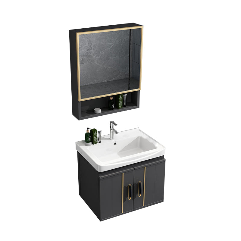 Modern Wall Mount Bathroom Vanity Set Faucet Included Bathroom Vanity Vanity & Faucet & Mirror Cabinet 20"L x 15"W x 18"H Clearhalo 'Bathroom Remodel & Bathroom Fixtures' 'Bathroom Vanities' 'bathroom_vanities' 'Home Improvement' 'home_improvement' 'home_improvement_bathroom_vanities' 7316673