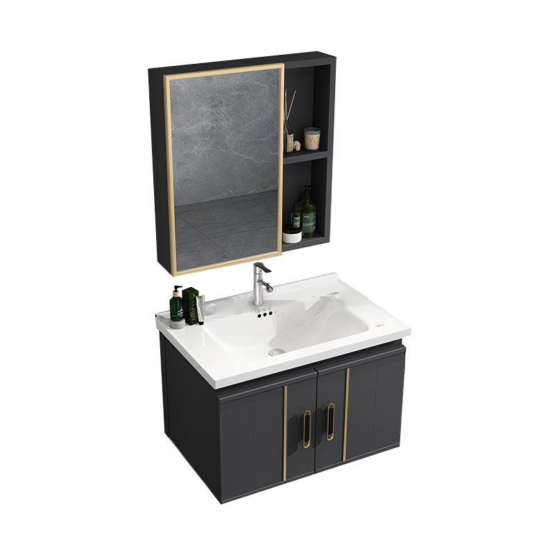 Modern Wall Mount Bathroom Vanity Set Faucet Included Bathroom Vanity Vanity & Faucet & Mirror Cabinet 24"L x 19"W x 19"H Clearhalo 'Bathroom Remodel & Bathroom Fixtures' 'Bathroom Vanities' 'bathroom_vanities' 'Home Improvement' 'home_improvement' 'home_improvement_bathroom_vanities' 7316675