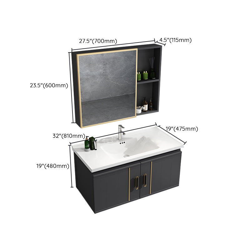 Modern Wall Mount Bathroom Vanity Set Faucet Included Bathroom Vanity Clearhalo 'Bathroom Remodel & Bathroom Fixtures' 'Bathroom Vanities' 'bathroom_vanities' 'Home Improvement' 'home_improvement' 'home_improvement_bathroom_vanities' 7316689
