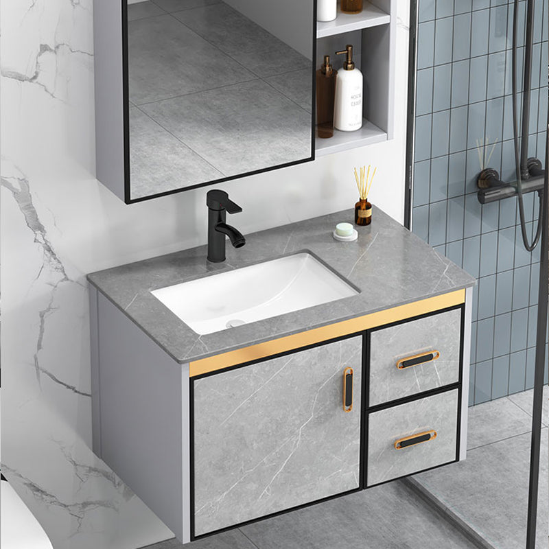 Modern Gray Stone Vanity Set Single-Sink Wall Mount Rectangular Vanity Set Clearhalo 'Bathroom Remodel & Bathroom Fixtures' 'Bathroom Vanities' 'bathroom_vanities' 'Home Improvement' 'home_improvement' 'home_improvement_bathroom_vanities' 7316695