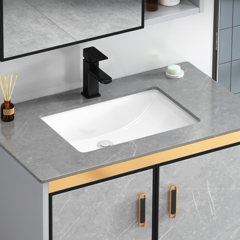 Modern Gray Stone Vanity Set Single-Sink Wall Mount Rectangular Vanity Set Clearhalo 'Bathroom Remodel & Bathroom Fixtures' 'Bathroom Vanities' 'bathroom_vanities' 'Home Improvement' 'home_improvement' 'home_improvement_bathroom_vanities' 7316697