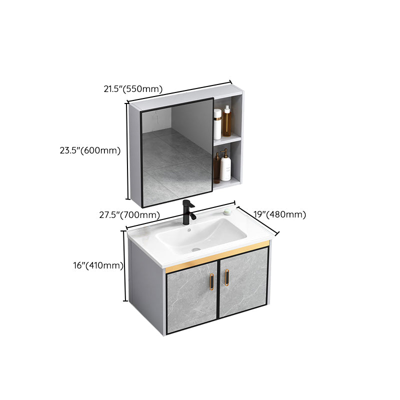 Modern Gray Stone Vanity Set Single-Sink Wall Mount Rectangular Vanity Set Clearhalo 'Bathroom Remodel & Bathroom Fixtures' 'Bathroom Vanities' 'bathroom_vanities' 'Home Improvement' 'home_improvement' 'home_improvement_bathroom_vanities' 7316710