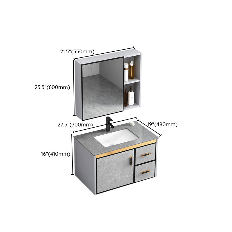 Modern Gray Stone Vanity Set Single-Sink Wall Mount Rectangular Vanity Set Clearhalo 'Bathroom Remodel & Bathroom Fixtures' 'Bathroom Vanities' 'bathroom_vanities' 'Home Improvement' 'home_improvement' 'home_improvement_bathroom_vanities' 7316711