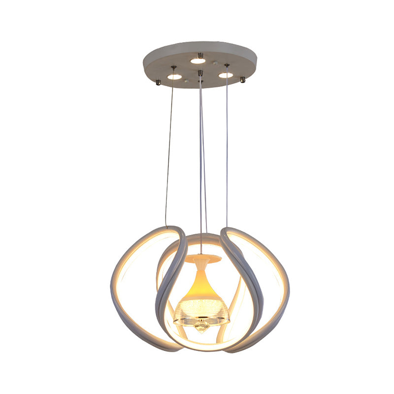 Modern Wave Ceiling Hang Fixture Acrylic Dining Room LED Pendant Lighting in White with Wine Cup Inside Clearhalo 'Ceiling Lights' 'Chandeliers' 'Modern Chandeliers' 'Modern' Lighting' 731686