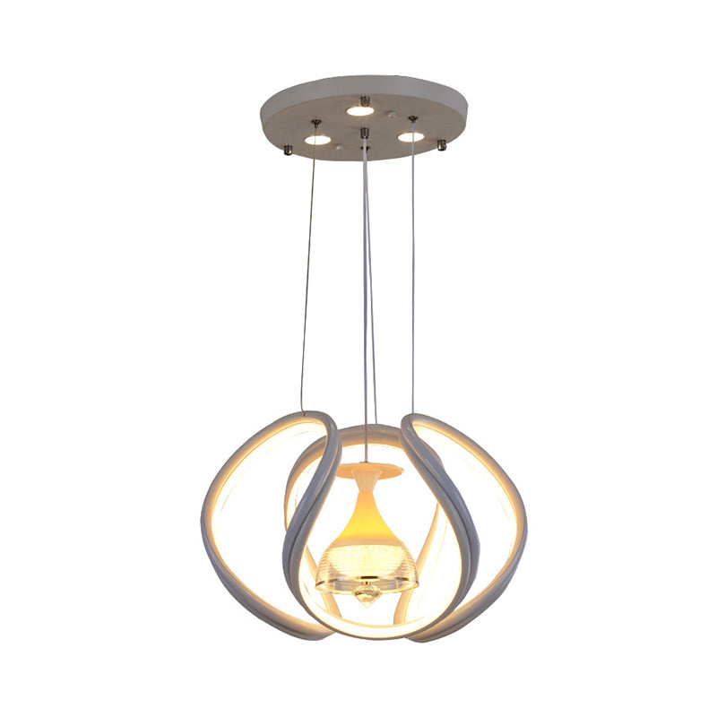 Modern Wave Ceiling Hang Fixture Acrylic Dining Room LED Pendant Lighting in White with Wine Cup Inside Clearhalo 'Ceiling Lights' 'Chandeliers' 'Modern Chandeliers' 'Modern' Lighting' 731686