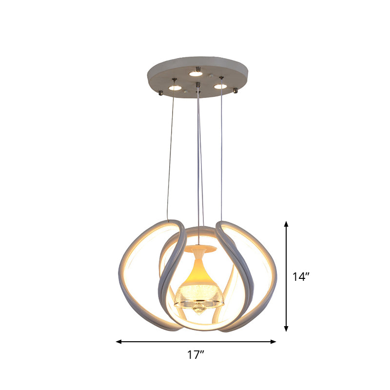 Modern Wave Ceiling Hang Fixture Acrylic Dining Room LED Pendant Lighting in White with Wine Cup Inside Clearhalo 'Ceiling Lights' 'Chandeliers' 'Modern Chandeliers' 'Modern' Lighting' 731687