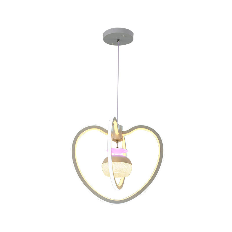 Acrylic Loving Heart Frame Pendant Lighting Minimalist LED White Hanging Lamp Kit with Jar Inside Clearhalo 'Ceiling Lights' 'Chandeliers' 'Modern Chandeliers' 'Modern' Lighting' 731695