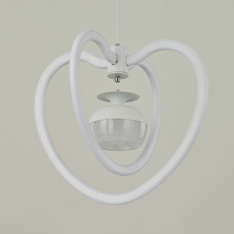 Acrylic Loving Heart Frame Pendant Lighting Minimalist LED White Hanging Lamp Kit with Jar Inside Clearhalo 'Ceiling Lights' 'Chandeliers' 'Modern Chandeliers' 'Modern' Lighting' 731696