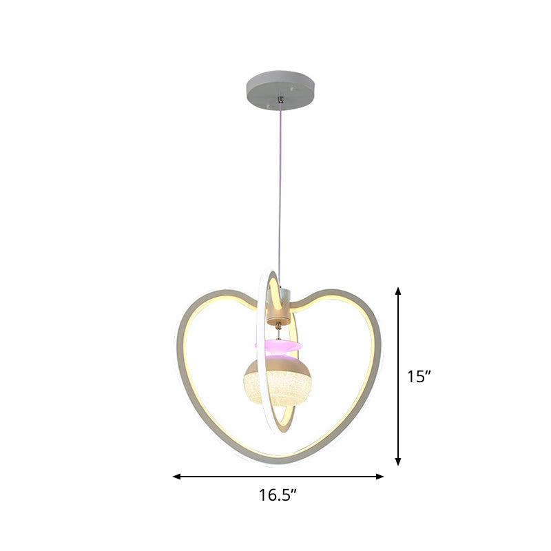 Acrylic Loving Heart Frame Pendant Lighting Minimalist LED White Hanging Lamp Kit with Jar Inside Clearhalo 'Ceiling Lights' 'Chandeliers' 'Modern Chandeliers' 'Modern' Lighting' 731697