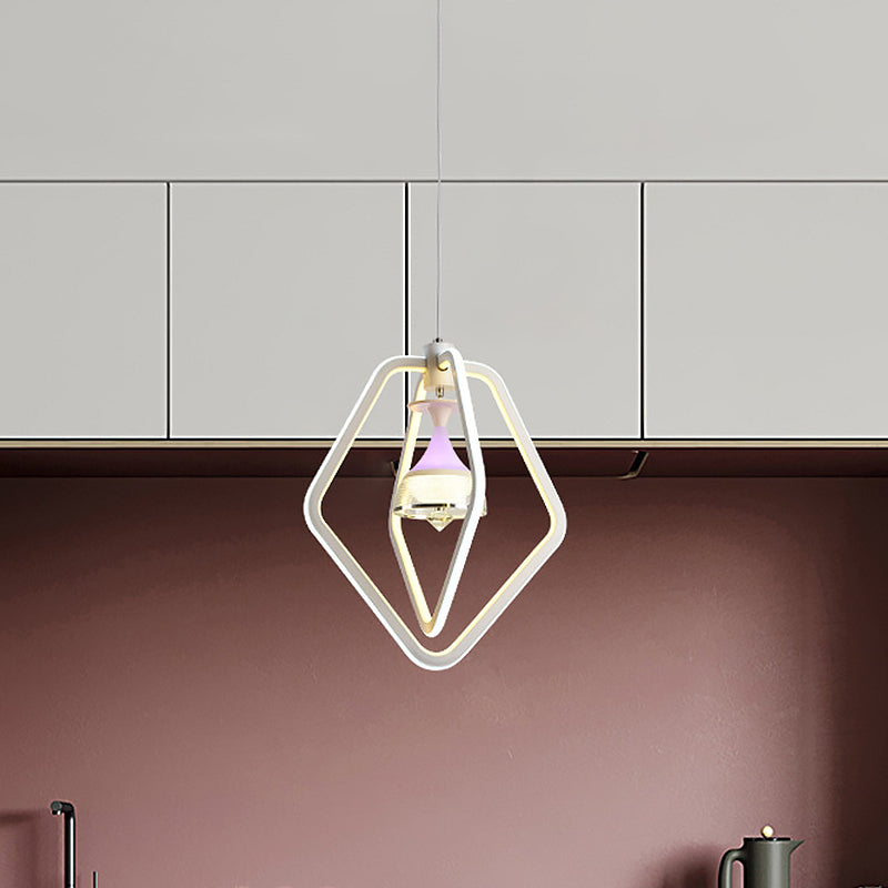 Simple Wine Cup and Pentagon Hanging Light Acrylic Dining Room LED Ceiling Suspension Lamp in White Clearhalo 'Ceiling Lights' 'Chandeliers' 'Modern Chandeliers' 'Modern' Lighting' 731710