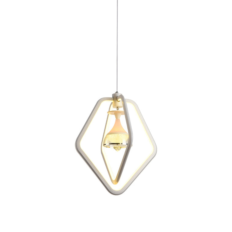 Simple Wine Cup and Pentagon Hanging Light Acrylic Dining Room LED Ceiling Suspension Lamp in White Clearhalo 'Ceiling Lights' 'Chandeliers' 'Modern Chandeliers' 'Modern' Lighting' 731711