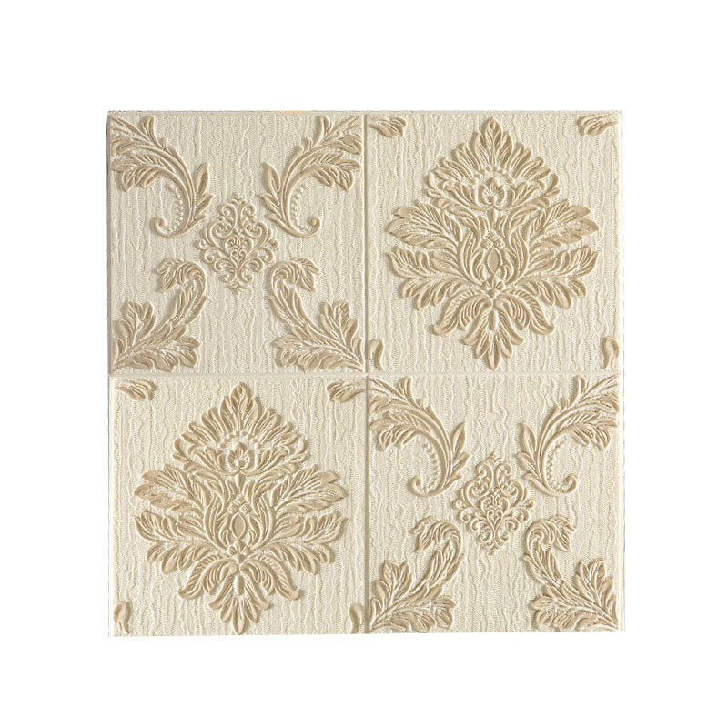 Modern Wall Panel 3D Floral Print Peel and Stick Waterproof Wall Paneling Beige Clearhalo 'Flooring 'Home Improvement' 'home_improvement' 'home_improvement_wall_paneling' 'Wall Paneling' 'wall_paneling' 'Walls & Ceilings' Walls and Ceiling' 7317135