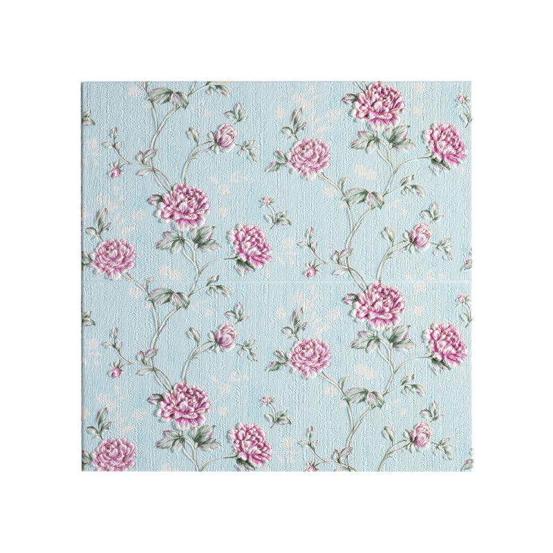 Modern Wall Panel 3D Floral Print Peel and Stick Waterproof Wall Paneling Blue Clearhalo 'Flooring 'Home Improvement' 'home_improvement' 'home_improvement_wall_paneling' 'Wall Paneling' 'wall_paneling' 'Walls & Ceilings' Walls and Ceiling' 7317139