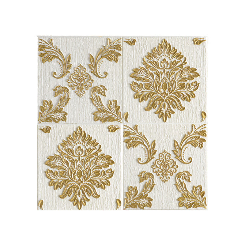 Modern Wall Panel 3D Floral Print Peel and Stick Waterproof Wall Paneling White-Gold Clearhalo 'Flooring 'Home Improvement' 'home_improvement' 'home_improvement_wall_paneling' 'Wall Paneling' 'wall_paneling' 'Walls & Ceilings' Walls and Ceiling' 7317143