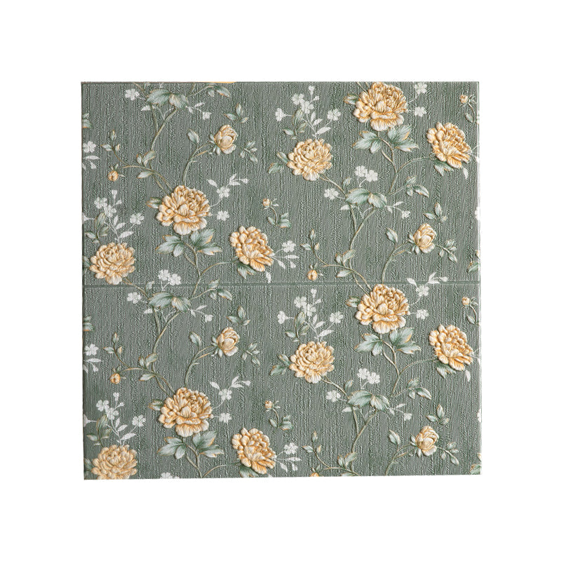 Modern Wall Panel 3D Floral Print Peel and Stick Waterproof Wall Paneling Blackish Green Clearhalo 'Flooring 'Home Improvement' 'home_improvement' 'home_improvement_wall_paneling' 'Wall Paneling' 'wall_paneling' 'Walls & Ceilings' Walls and Ceiling' 7317145