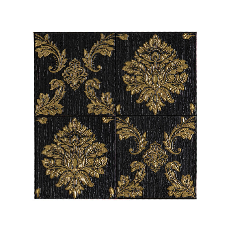 Modern Wall Panel 3D Floral Print Peel and Stick Waterproof Wall Paneling Black-Gold Clearhalo 'Flooring 'Home Improvement' 'home_improvement' 'home_improvement_wall_paneling' 'Wall Paneling' 'wall_paneling' 'Walls & Ceilings' Walls and Ceiling' 7317147