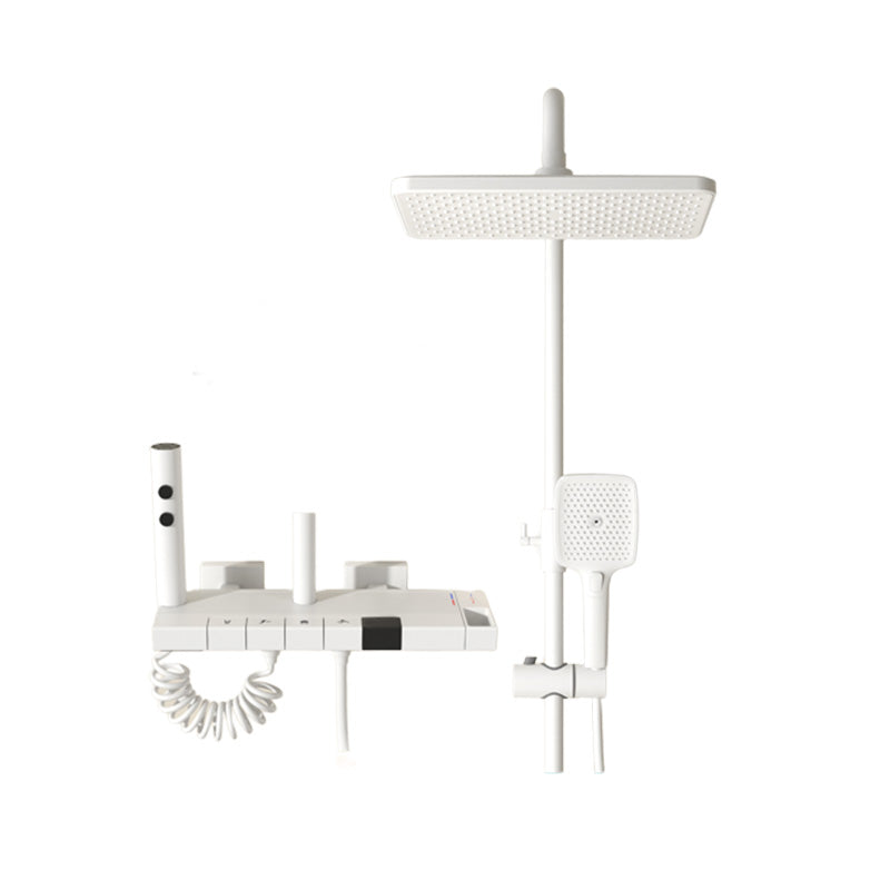 Wall Mount Shower Set Square Shower Arm Adjustable Spray Pattern Shower Set Clearhalo 'Bathroom Remodel & Bathroom Fixtures' 'Home Improvement' 'home_improvement' 'home_improvement_shower_faucets' 'Shower Faucets & Systems' 'shower_faucets' 'Showers & Bathtubs Plumbing' 'Showers & Bathtubs' 7317193