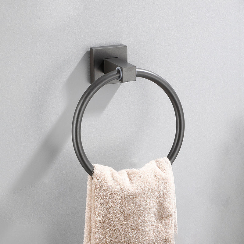 Contemporary Bathroom Accessory As Individual Or As a Set in Metal Towel Ring Clearhalo 'Bathroom Hardware Sets' 'Bathroom Hardware' 'Bathroom Remodel & Bathroom Fixtures' 'bathroom_hardware_sets' 'Home Improvement' 'home_improvement' 'home_improvement_bathroom_hardware_sets' 7317330