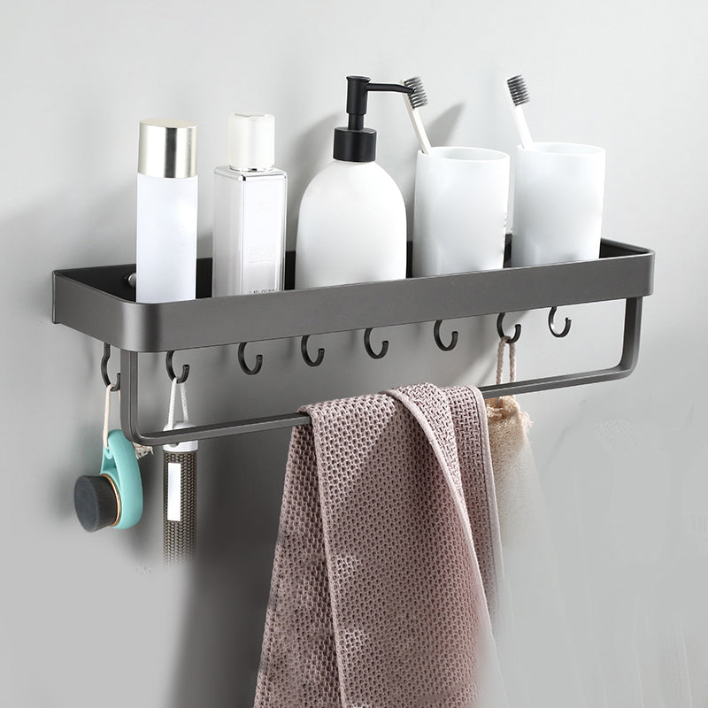Contemporary Bathroom Accessory As Individual Or As a Set in Metal Bath Shelf （With Hook 20"L） Clearhalo 'Bathroom Hardware Sets' 'Bathroom Hardware' 'Bathroom Remodel & Bathroom Fixtures' 'bathroom_hardware_sets' 'Home Improvement' 'home_improvement' 'home_improvement_bathroom_hardware_sets' 7317345