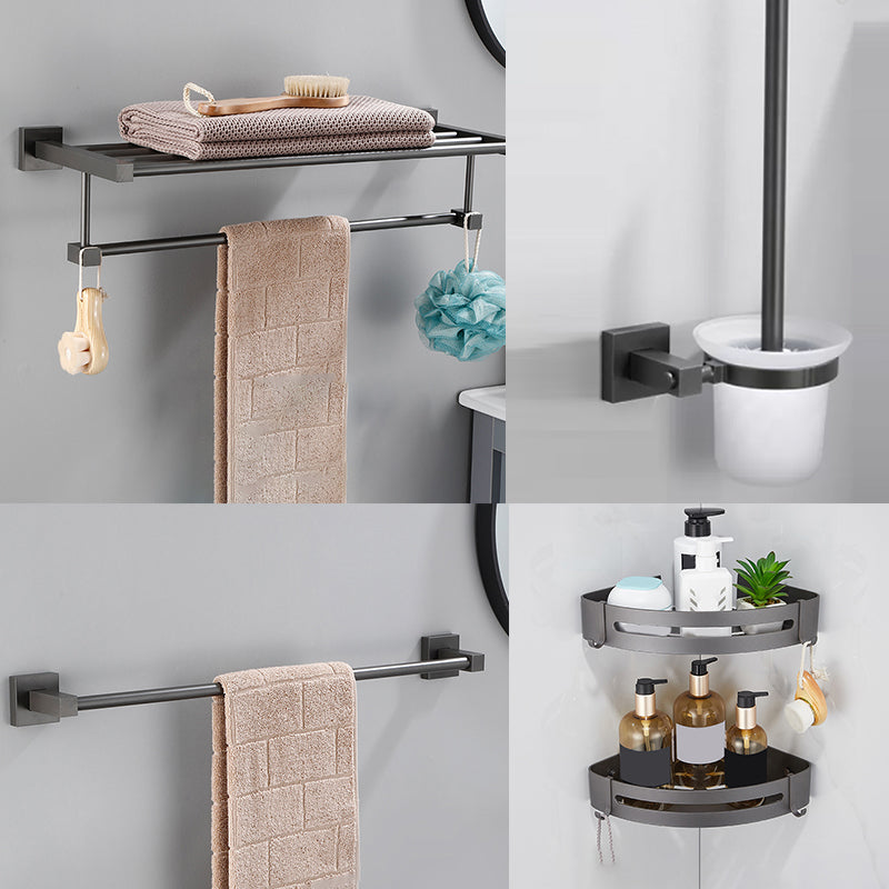 Contemporary Bathroom Accessory As Individual Or As a Set in Metal 5-Piece Set (Single Rod) Clearhalo 'Bathroom Hardware Sets' 'Bathroom Hardware' 'Bathroom Remodel & Bathroom Fixtures' 'bathroom_hardware_sets' 'Home Improvement' 'home_improvement' 'home_improvement_bathroom_hardware_sets' 7317351