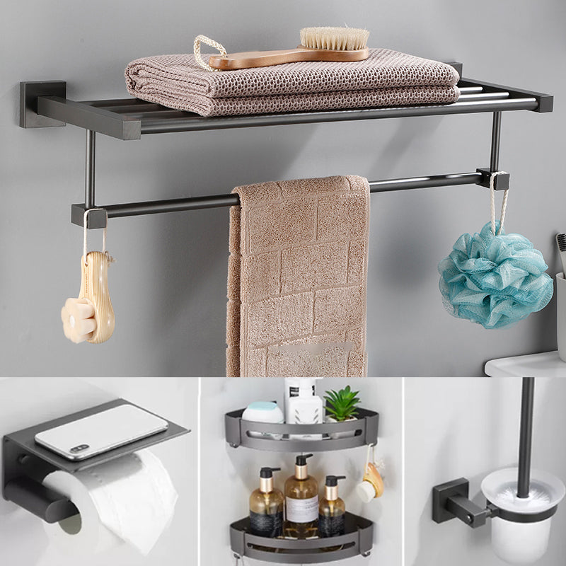 Contemporary Bathroom Accessory As Individual Or As a Set in Metal 5-Piece Set (Toilet Paper Holder) Clearhalo 'Bathroom Hardware Sets' 'Bathroom Hardware' 'Bathroom Remodel & Bathroom Fixtures' 'bathroom_hardware_sets' 'Home Improvement' 'home_improvement' 'home_improvement_bathroom_hardware_sets' 7317355