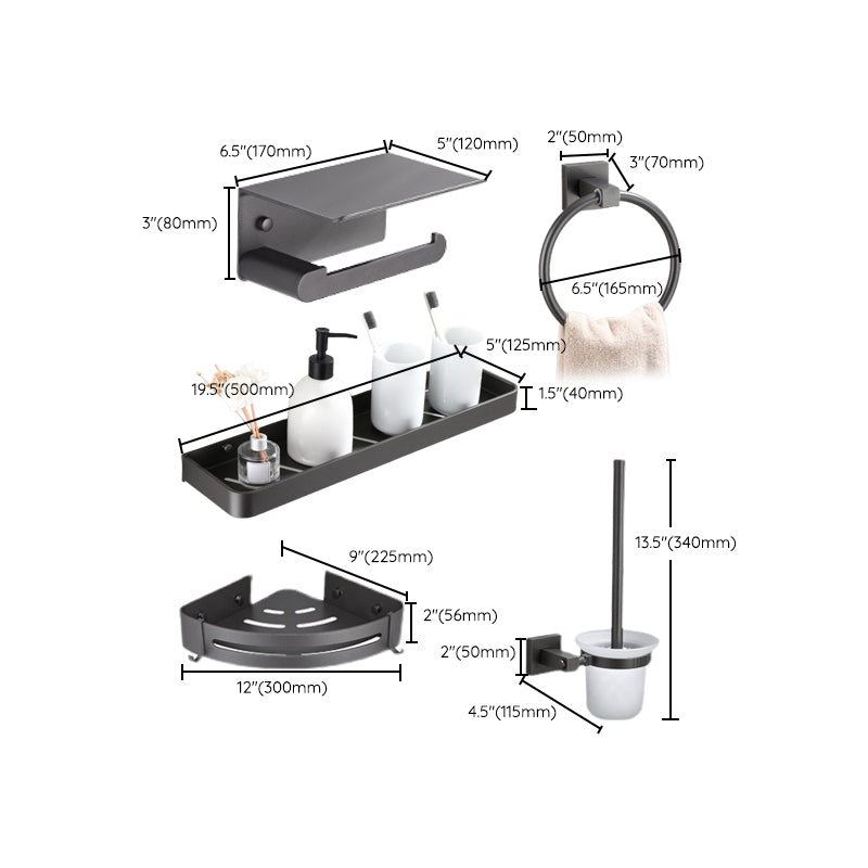 Contemporary Bathroom Accessory As Individual Or As a Set in Metal Clearhalo 'Bathroom Hardware Sets' 'Bathroom Hardware' 'Bathroom Remodel & Bathroom Fixtures' 'bathroom_hardware_sets' 'Home Improvement' 'home_improvement' 'home_improvement_bathroom_hardware_sets' 7317358