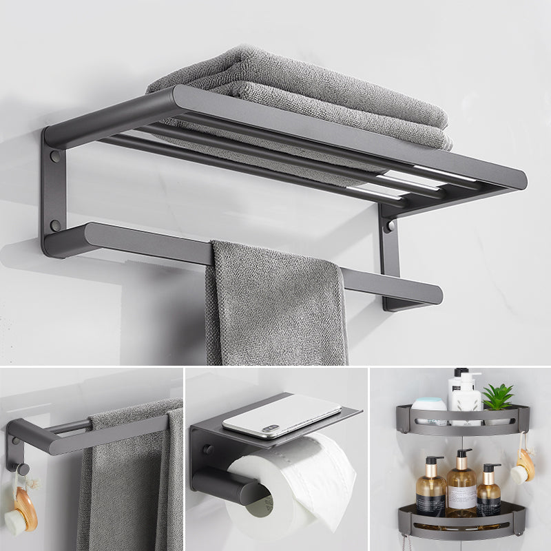 Modern Grey Bathroom Accessory As Individual Or As a Set in Metal Clearhalo 'Bathroom Hardware Sets' 'Bathroom Hardware' 'Bathroom Remodel & Bathroom Fixtures' 'bathroom_hardware_sets' 'Home Improvement' 'home_improvement' 'home_improvement_bathroom_hardware_sets' 7317361