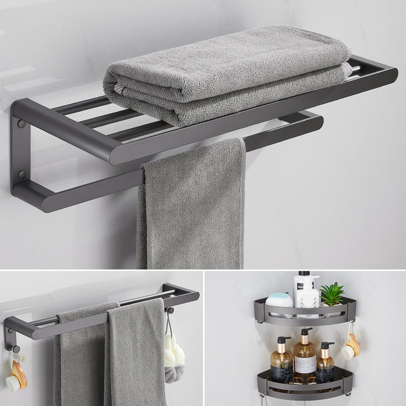 Modern Grey Bathroom Accessory As Individual Or As a Set in Metal 4-Piece Set (Double Rods) Clearhalo 'Bathroom Hardware Sets' 'Bathroom Hardware' 'Bathroom Remodel & Bathroom Fixtures' 'bathroom_hardware_sets' 'Home Improvement' 'home_improvement' 'home_improvement_bathroom_hardware_sets' 7317373